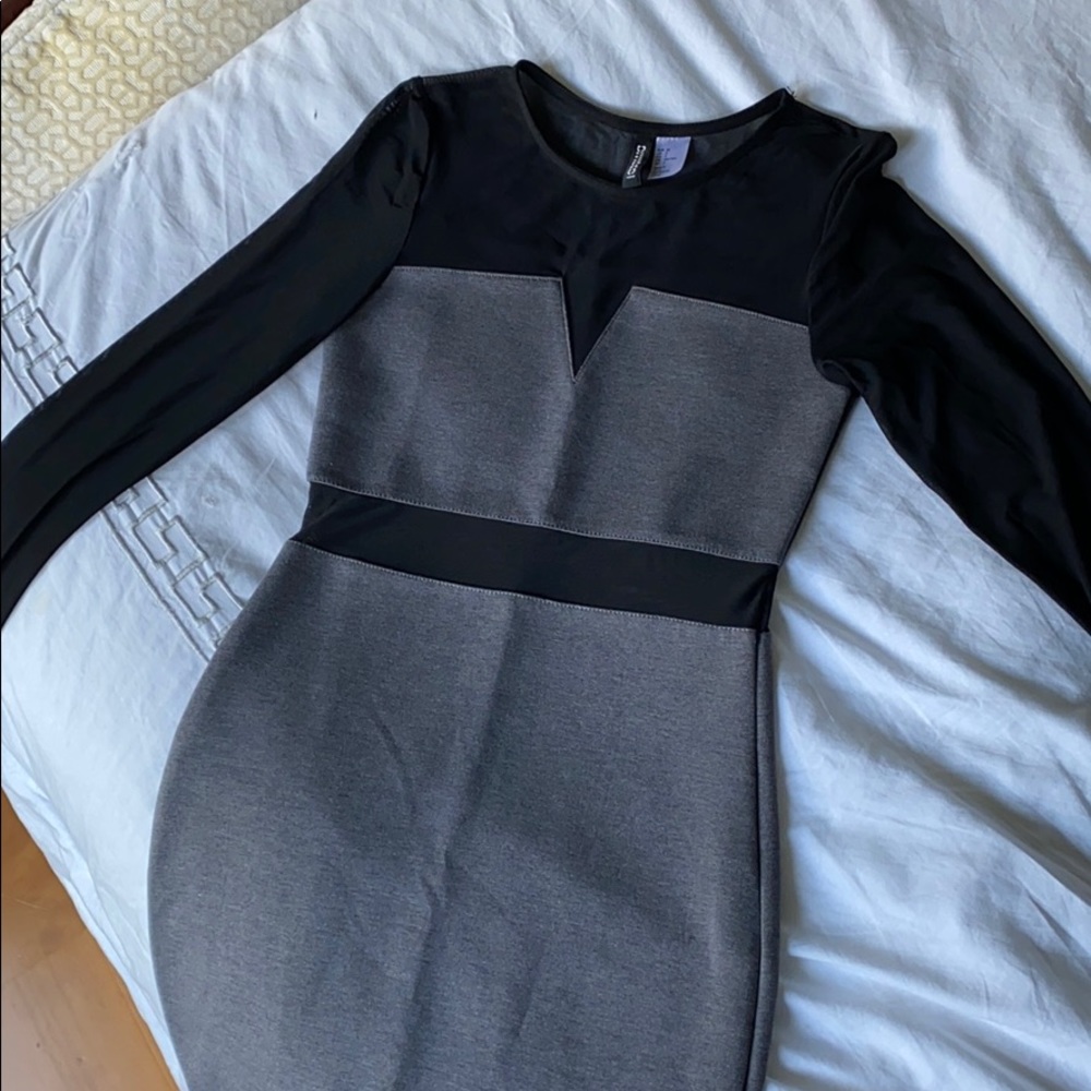Bodycon mesh and fabric dress
